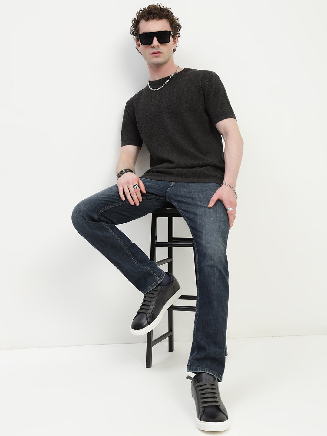 Polo See Through Black Cotton T-Shirt
