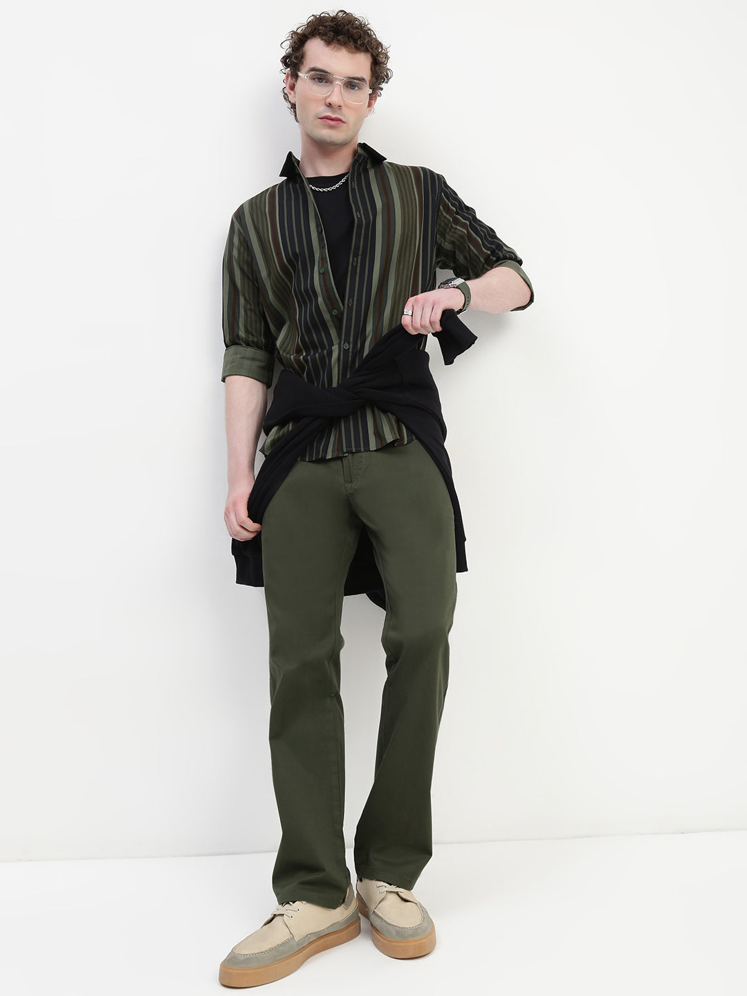 Olive Comfort Fit Chinos Paint
