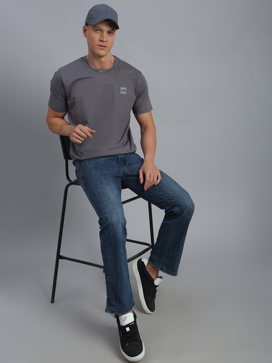Smoke Indigo Blue Boot Cut Fit Stretchable Jeans