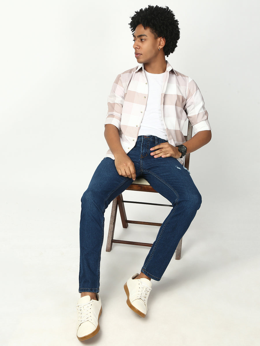 Blue Ripped Slim Fit Stretchable Jeans