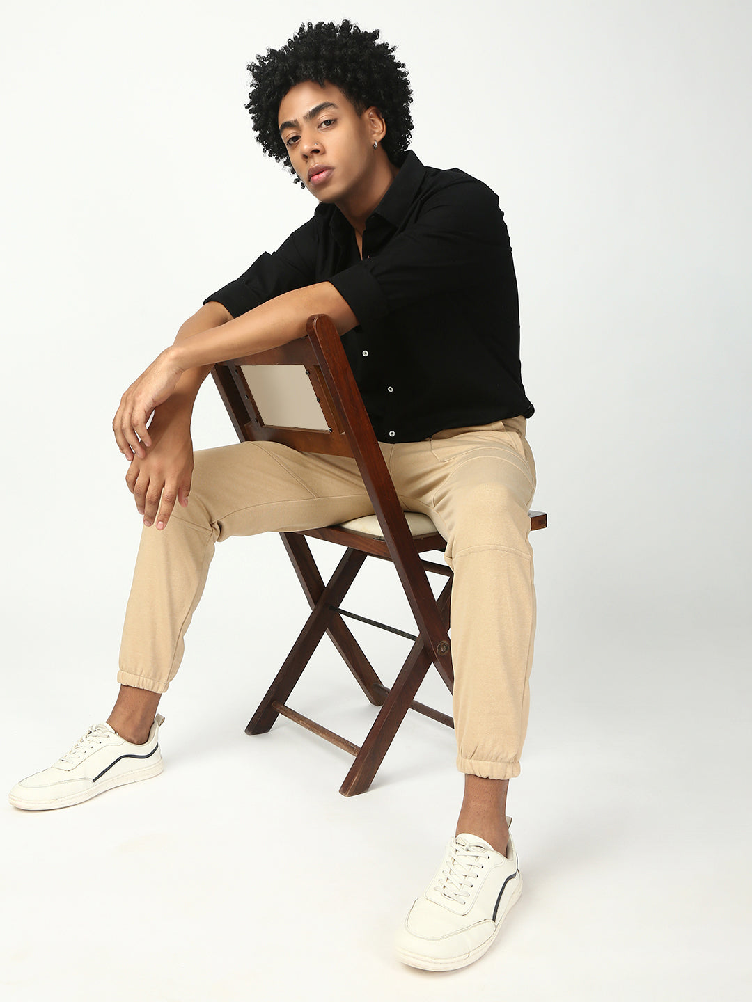 Beige Slim Fit Stretchable Jogger