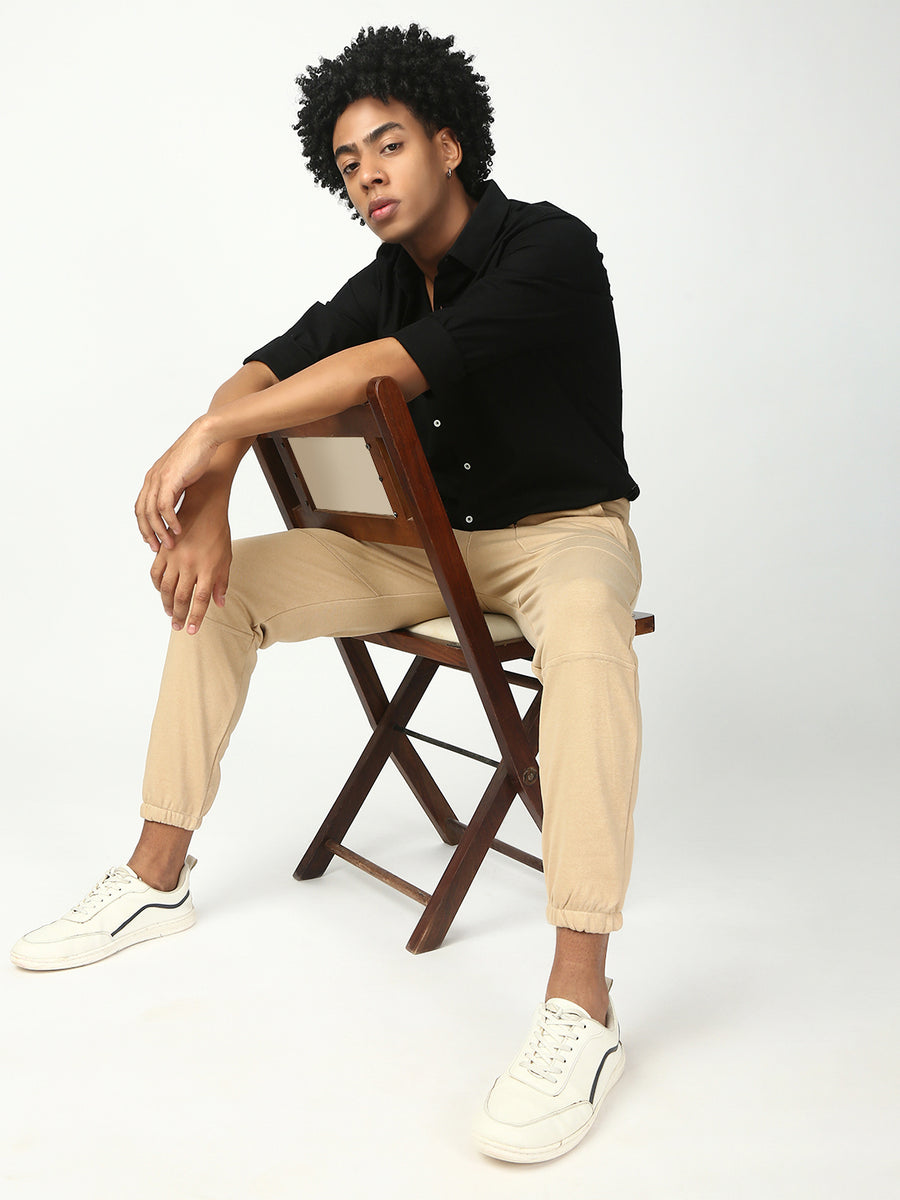 Beige Slim Fit Stretchable Jogger