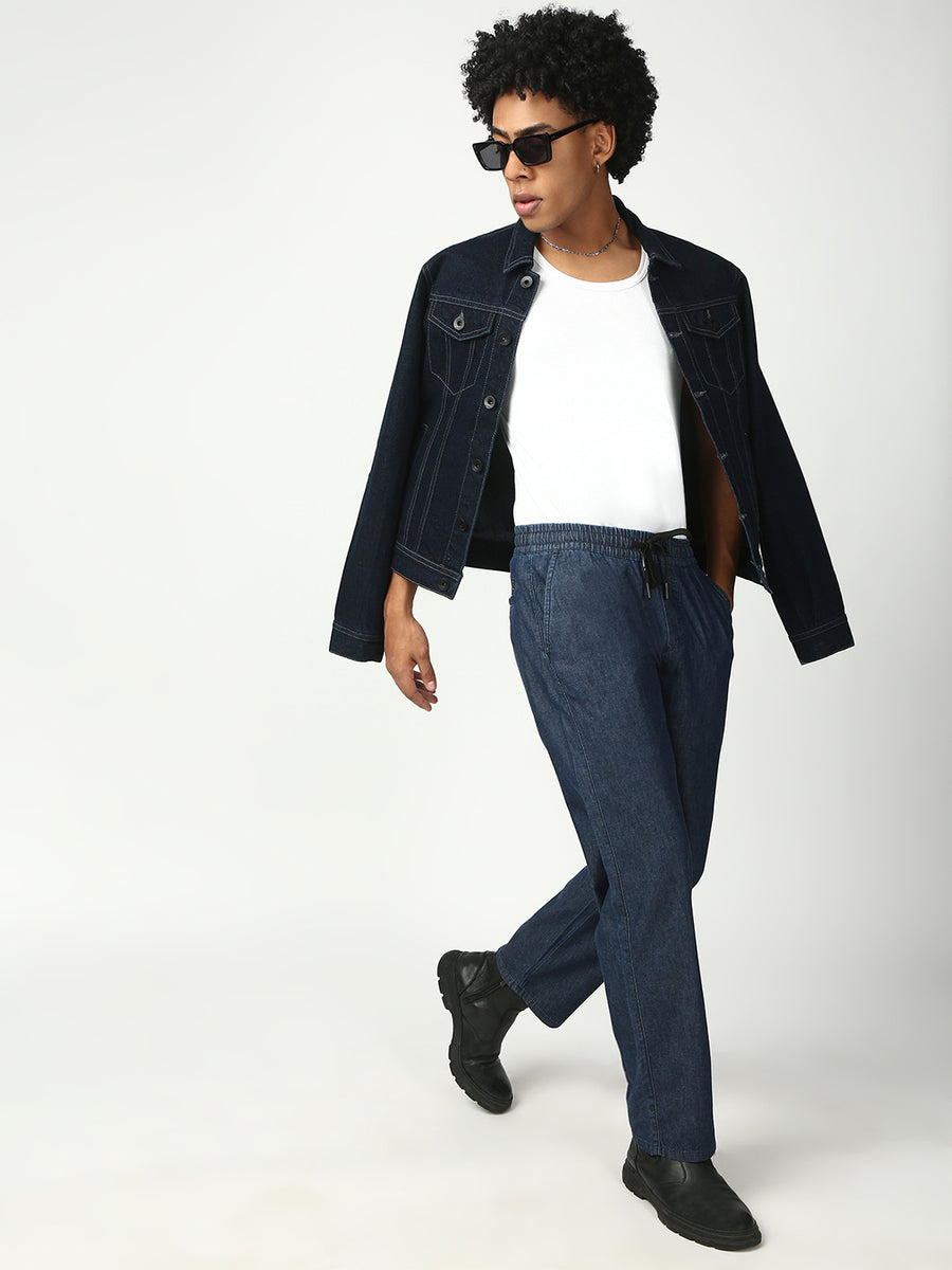 Blue Relax Fit Cross Pocket Cotton Pant
