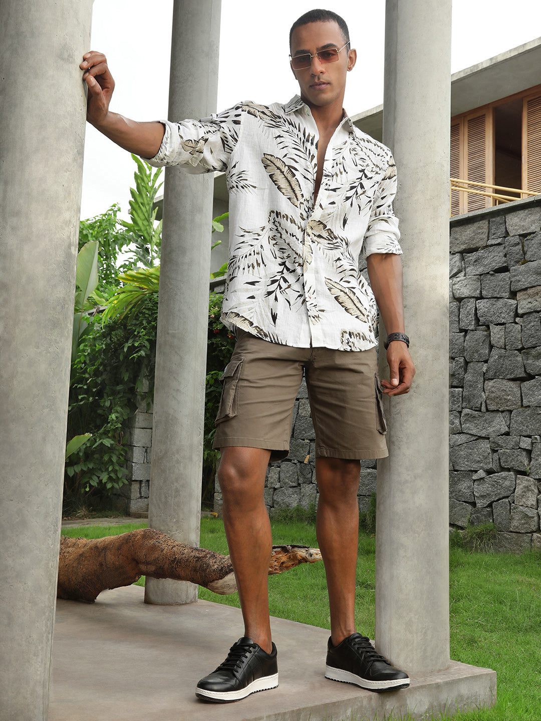 Khaki Slim Fit Cargo Shorts