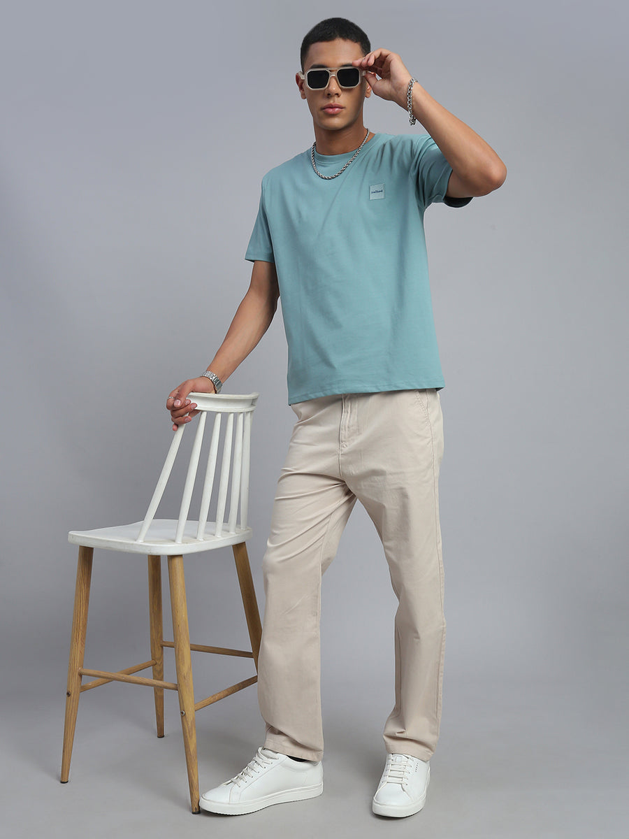Cream Straight Fit Chinos Paint