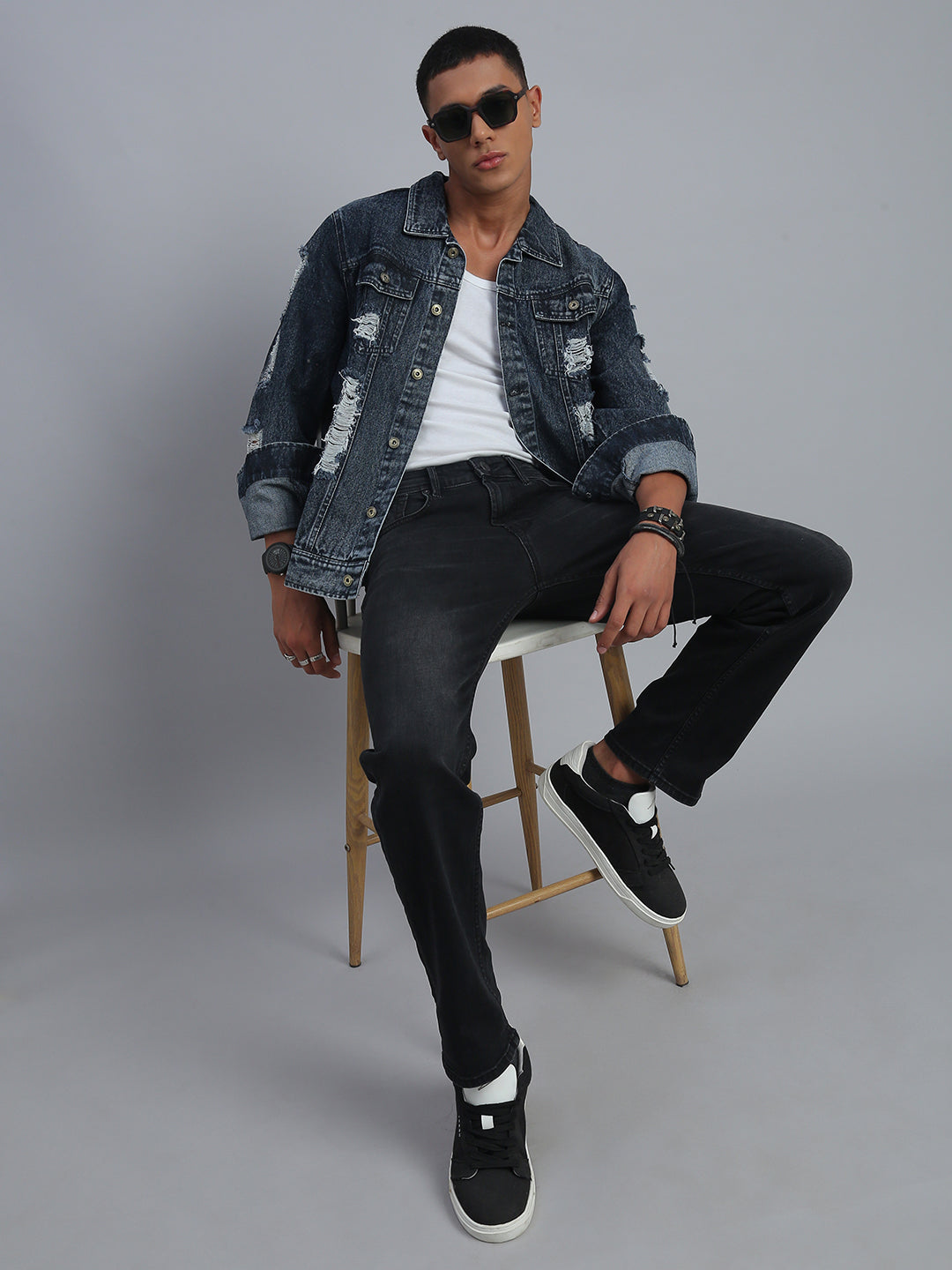 Black Vintage Regular Straight Fit Stretchable Jeans