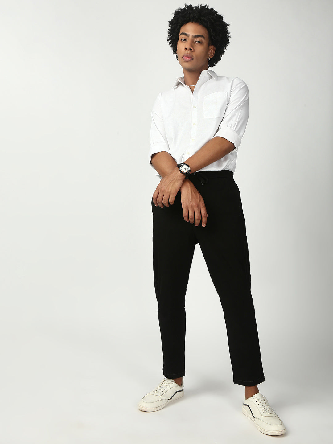 White Full Sleeve Slim Shirt With Pocket