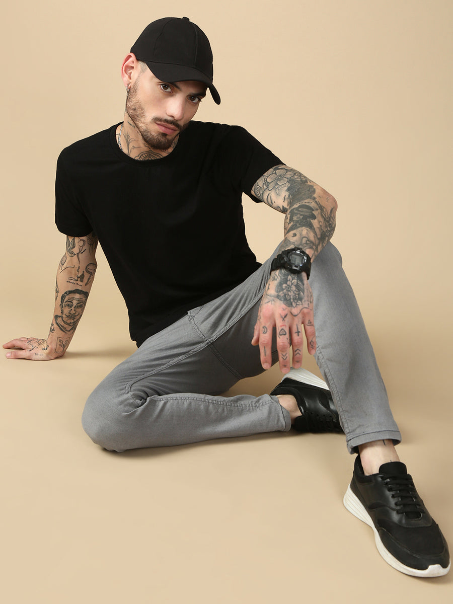 Gray Slim Fit Stretchable Jeans