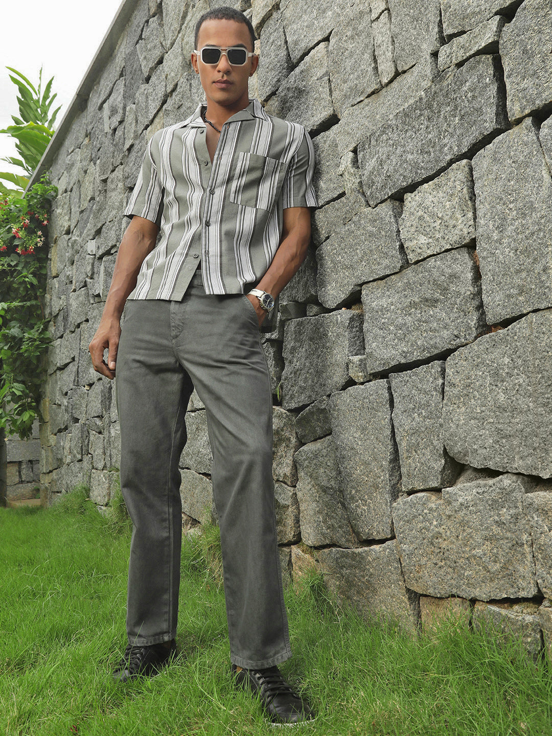 Olive Green Straight Fit Cotton Cross Pocket Jeans