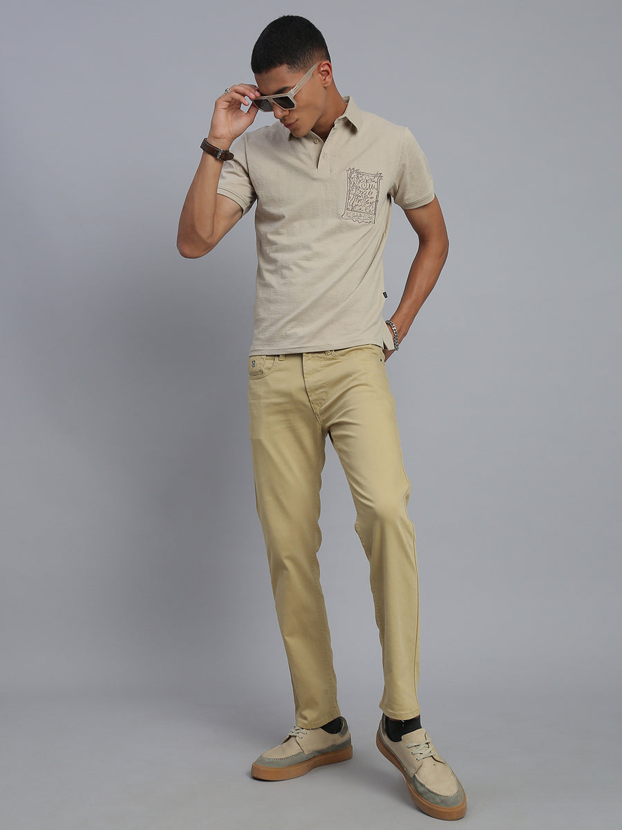 Soft Khakhi Comfort Slim Fit Stretchable Jeans