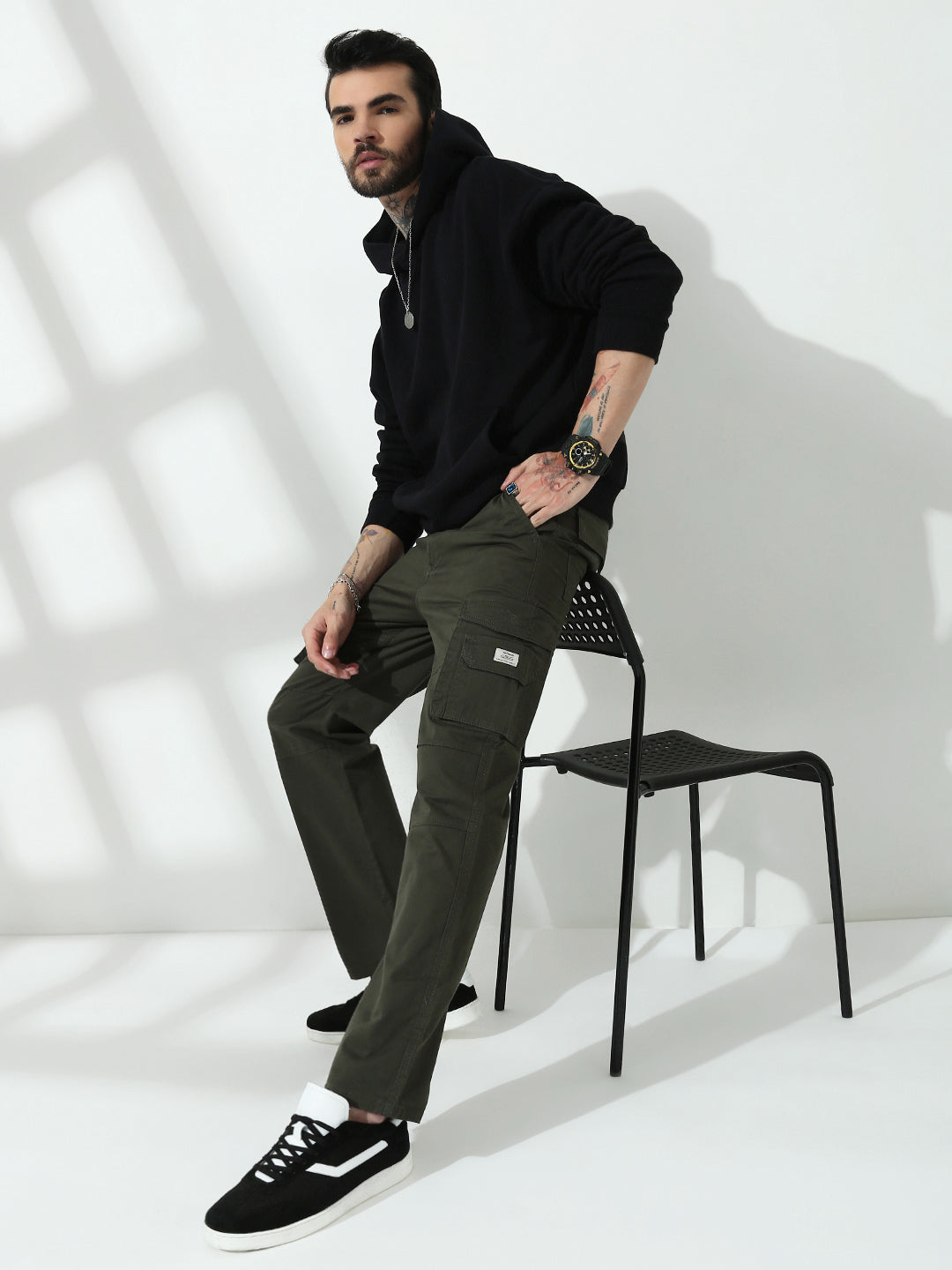 Drak Olive 7Pocket Regular Fit Cargo Paint