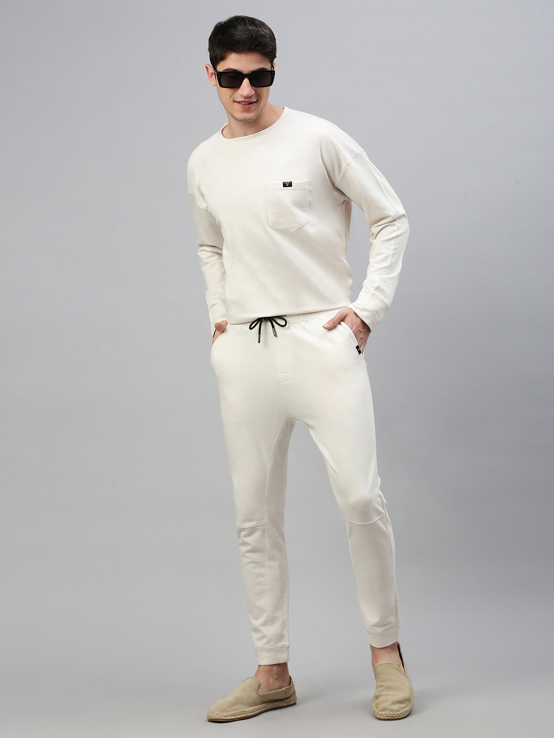 Off White Cotton Looper Men's Lower