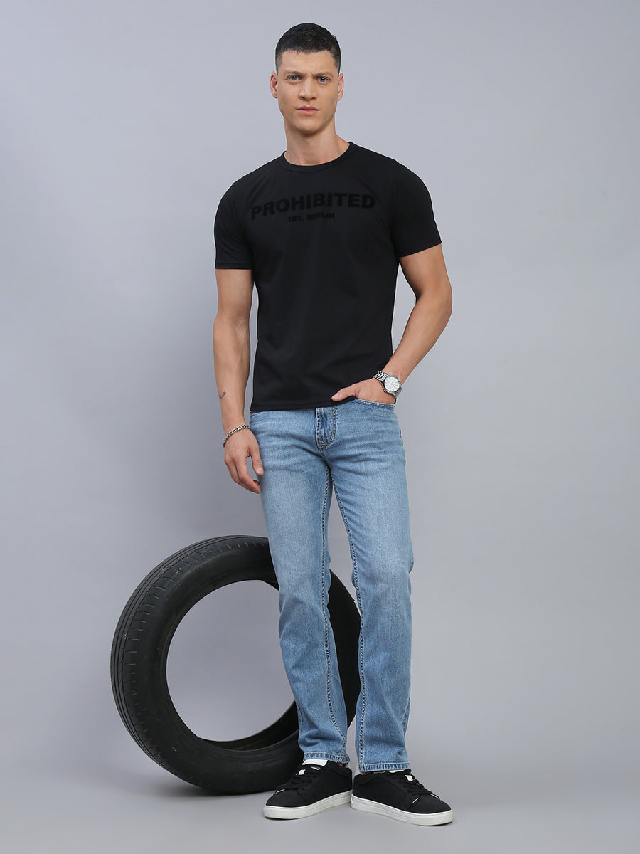 Light Blue Regular Straight Fit Stretchable Jeans