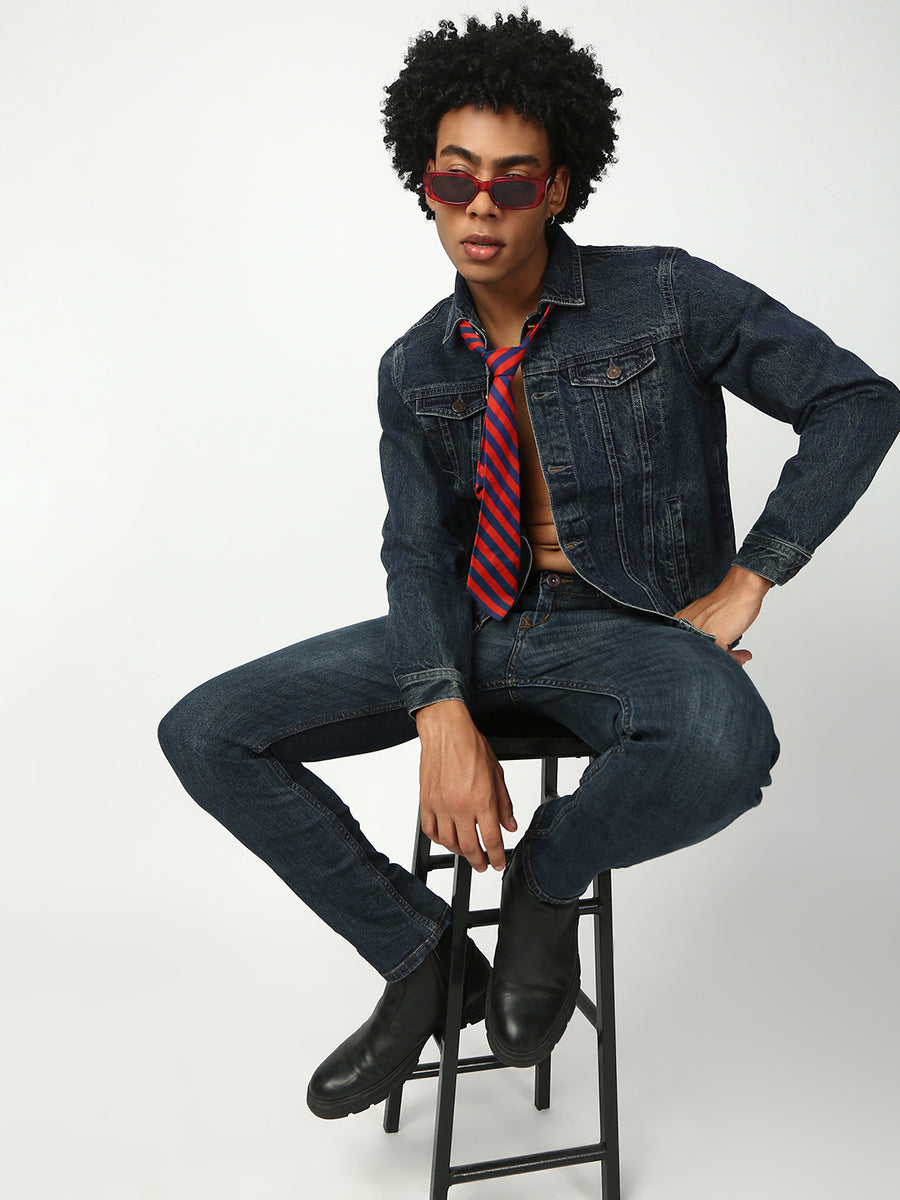 Vintage Blue Slim Fit Denim Jacket