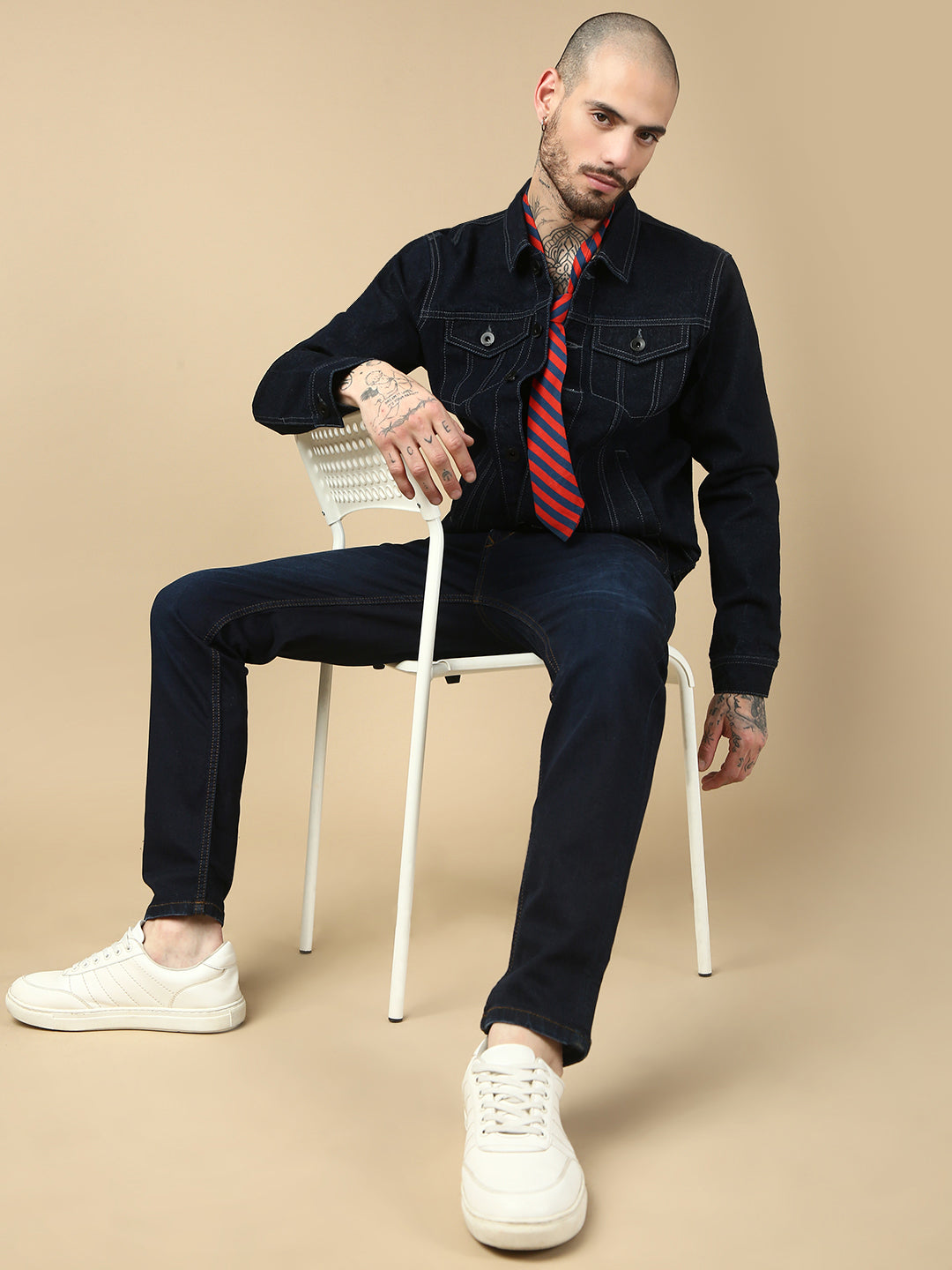 Dark Blue Slim Fit Denim Jacket