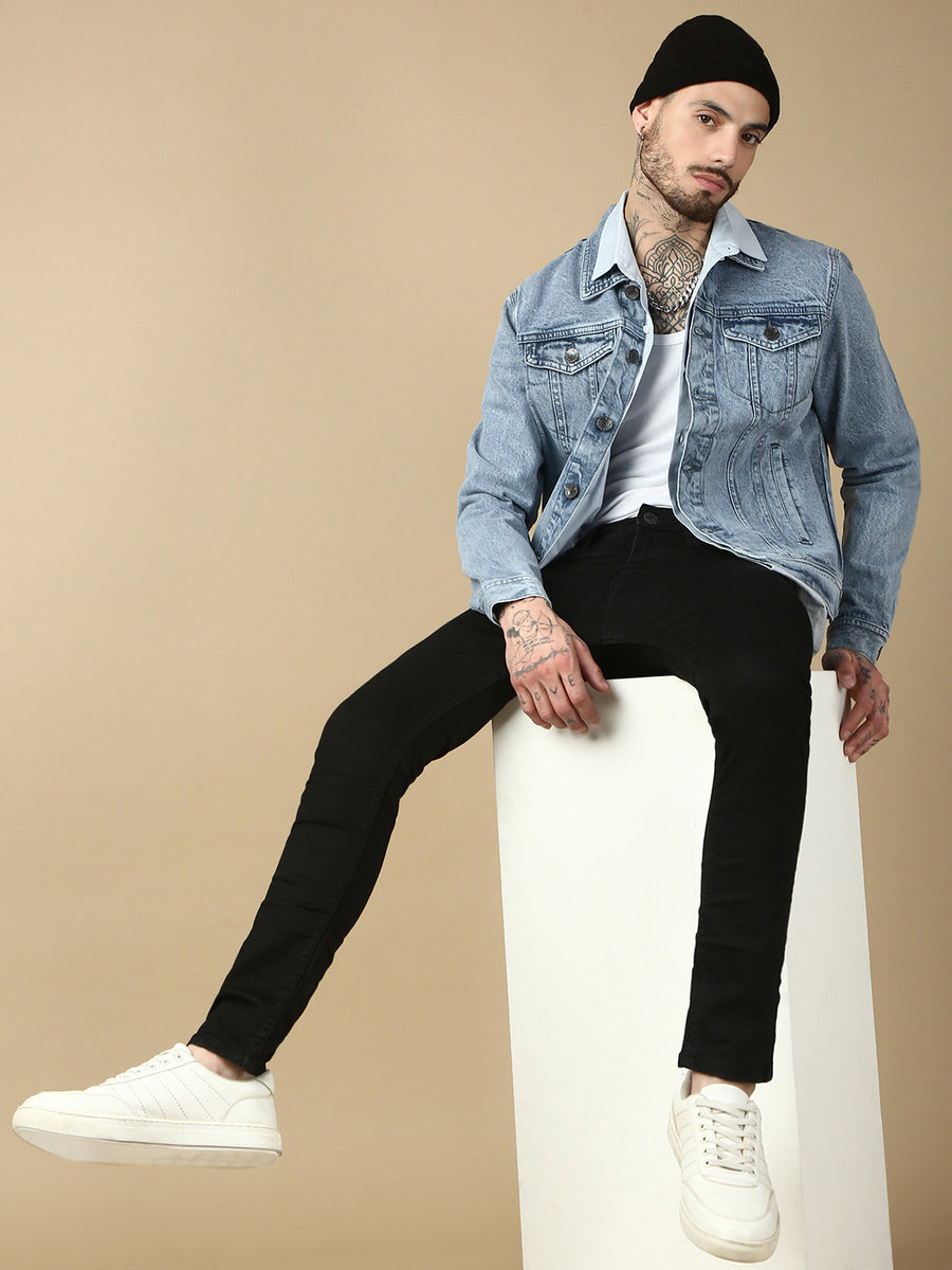 Light Blue Slim Fit Denim Jacket