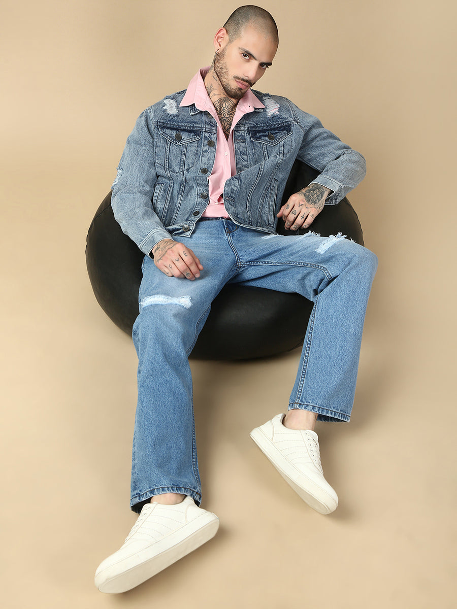 Light Blue Slim Fit Denim Jacket