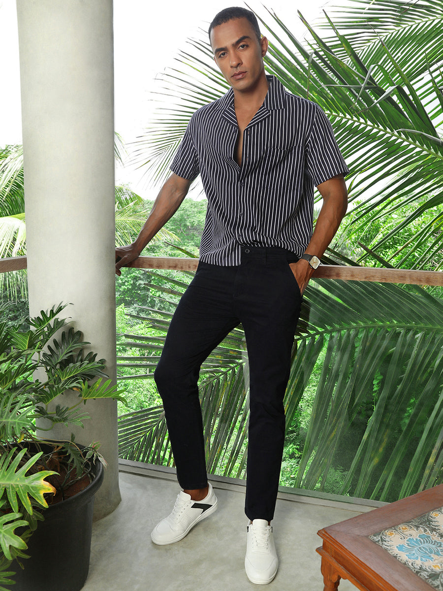 Black Slim Fit Men’s Cotton Pants