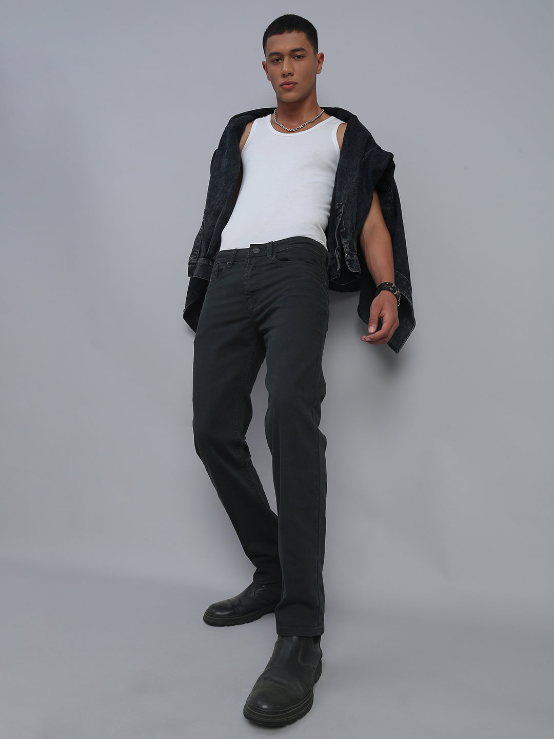 Charcoal Grey Comfort Slim Fit Stretchable Jeans