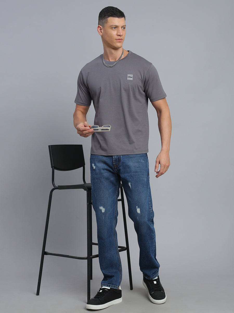 Blue Ripped Comfort Fit Jeans