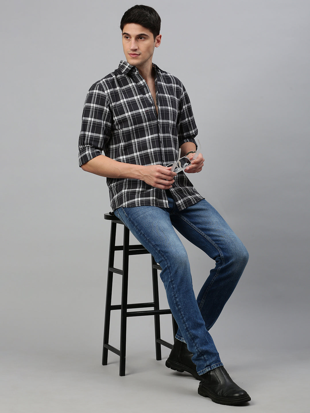 Cotton Checks Full Sleeves Shirt With Pocket