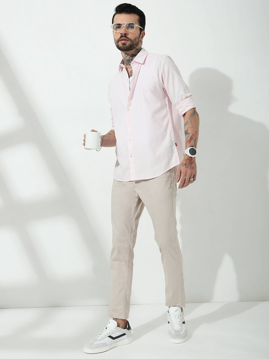 Cream  Slim  Fit Cross Pocket  Satin  Pants