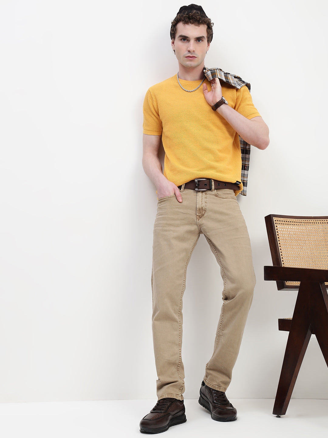 Crew Neck See Through Mango Cotton T-Shirt