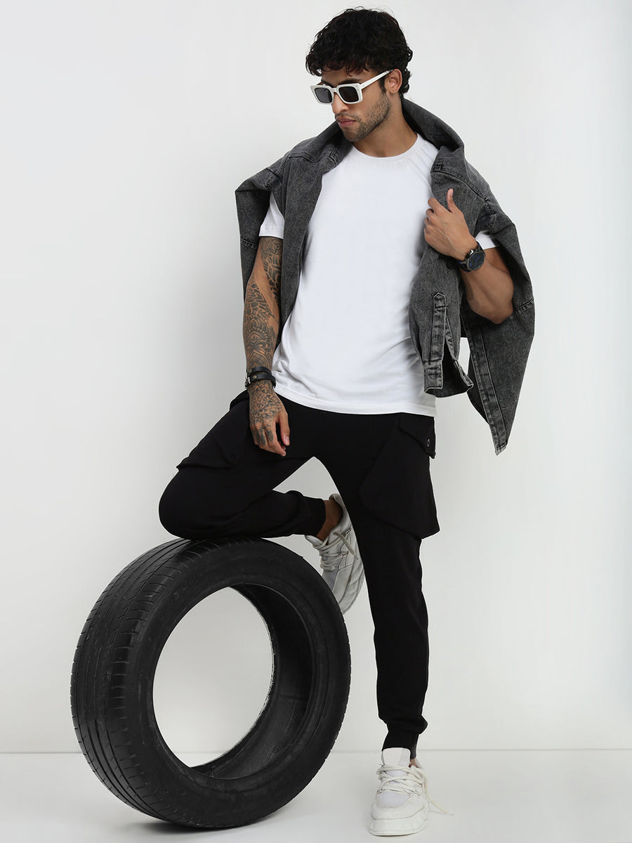 Black  Relax Fit Cross Pocket Lower