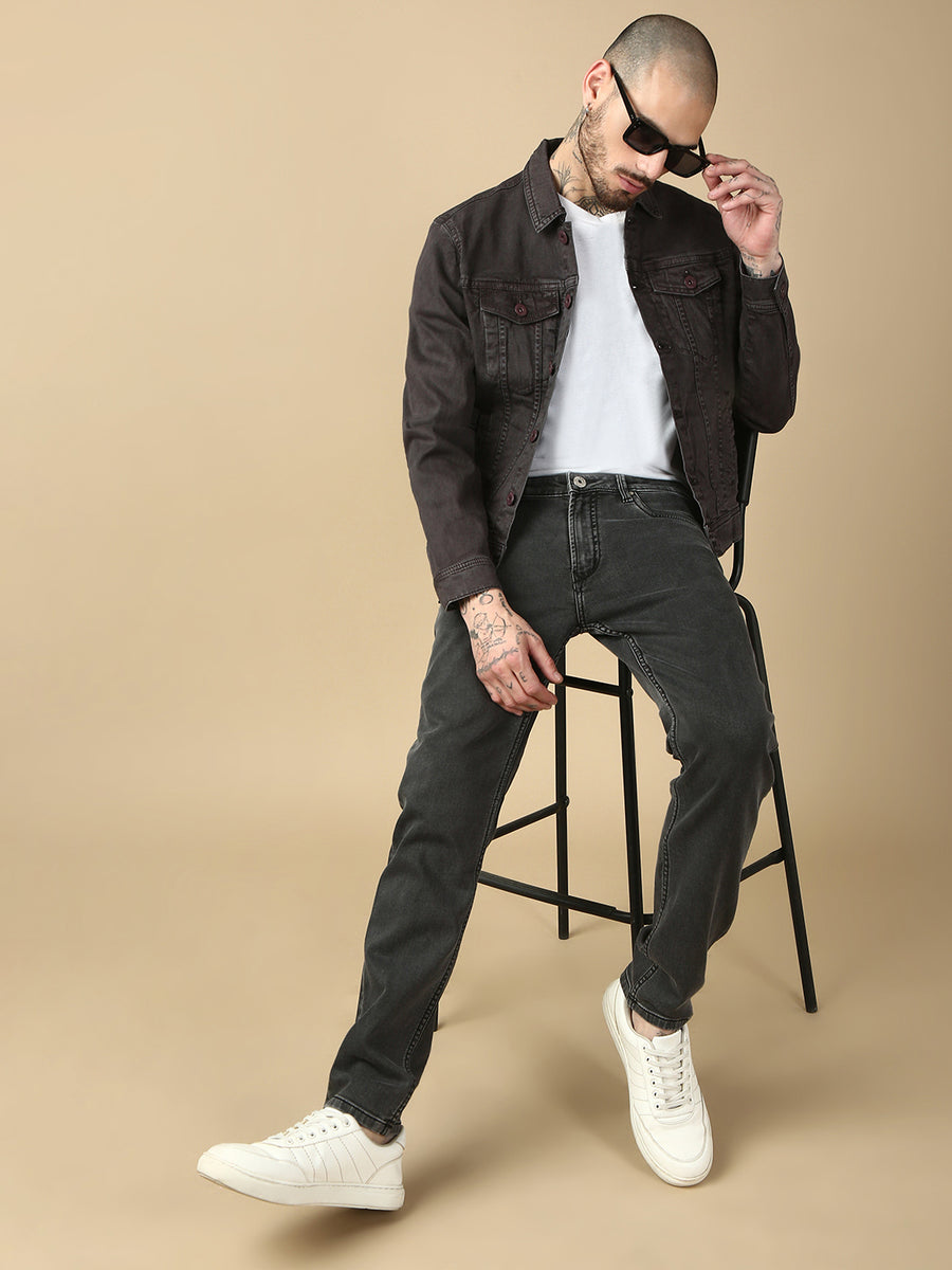 Brown Over Dyeing Slim Fit Jacket