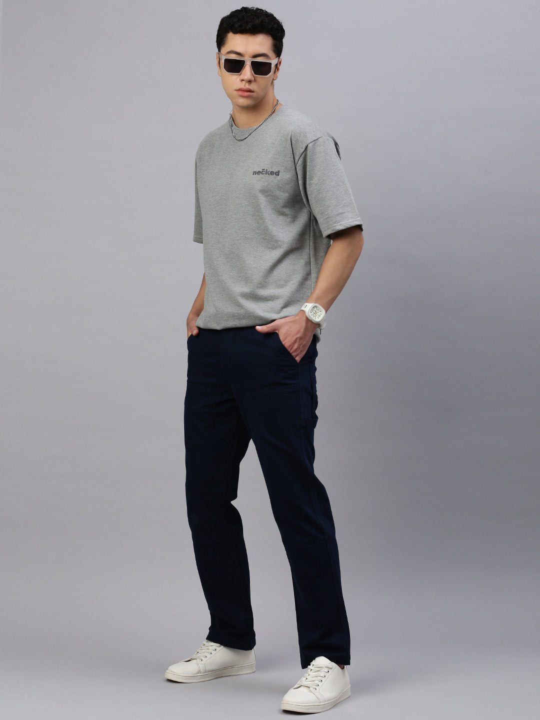 Navy Blue Straight Fit Men’s Cotton Pants