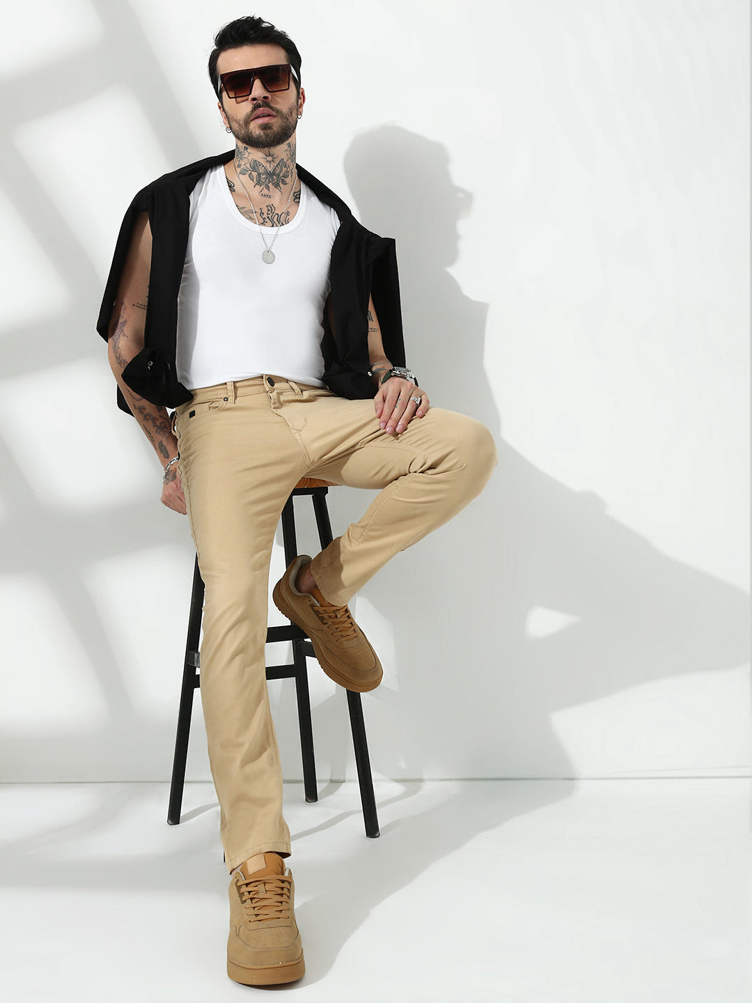 Khakhi  Slim  Fit Cross Pocket  Satin  Pants