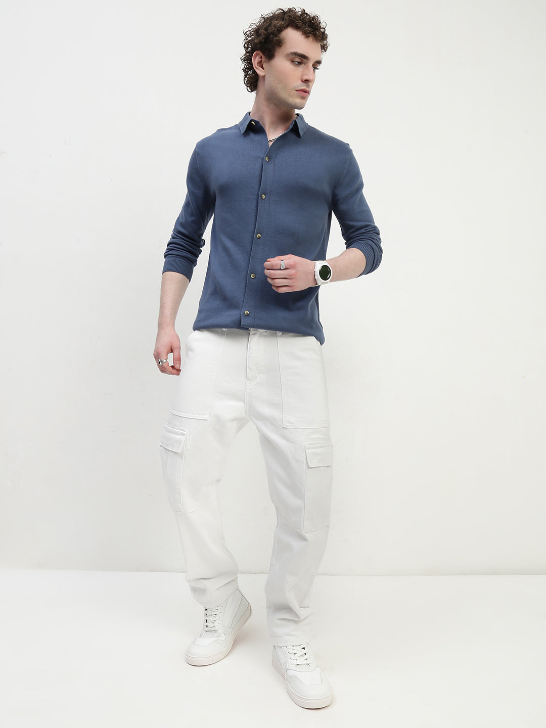 Airforce Knit Cardigan Full Sleeve Relax Slim Fit Shirt Without Pocket