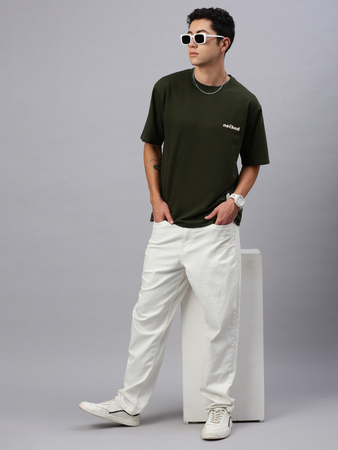 Printed Round Neck Oversize Half Sleeve T-Shirt