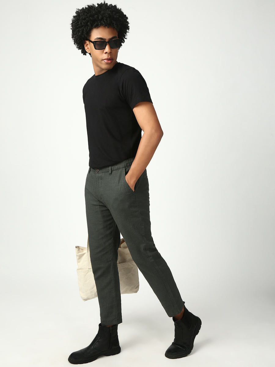 Olive Green Slim Fit Cross Pocket
