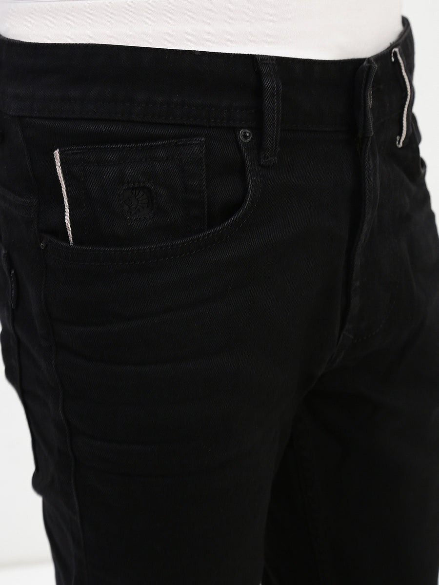 Black Selvedge Slim Straight Fit Stretchable Jeans