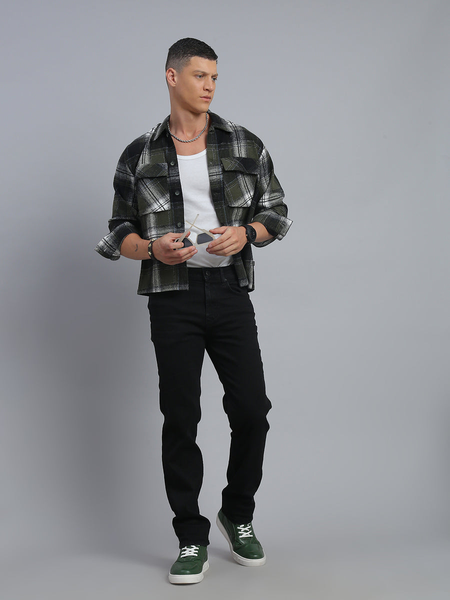 Black Regular Straight Fit Stretchable Jeans