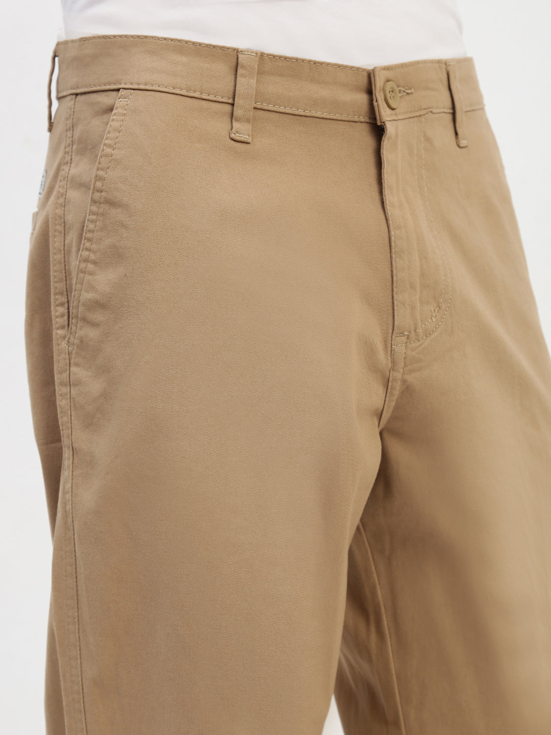 Khakhi Straight Fit Cross Pocket Cotton Pants