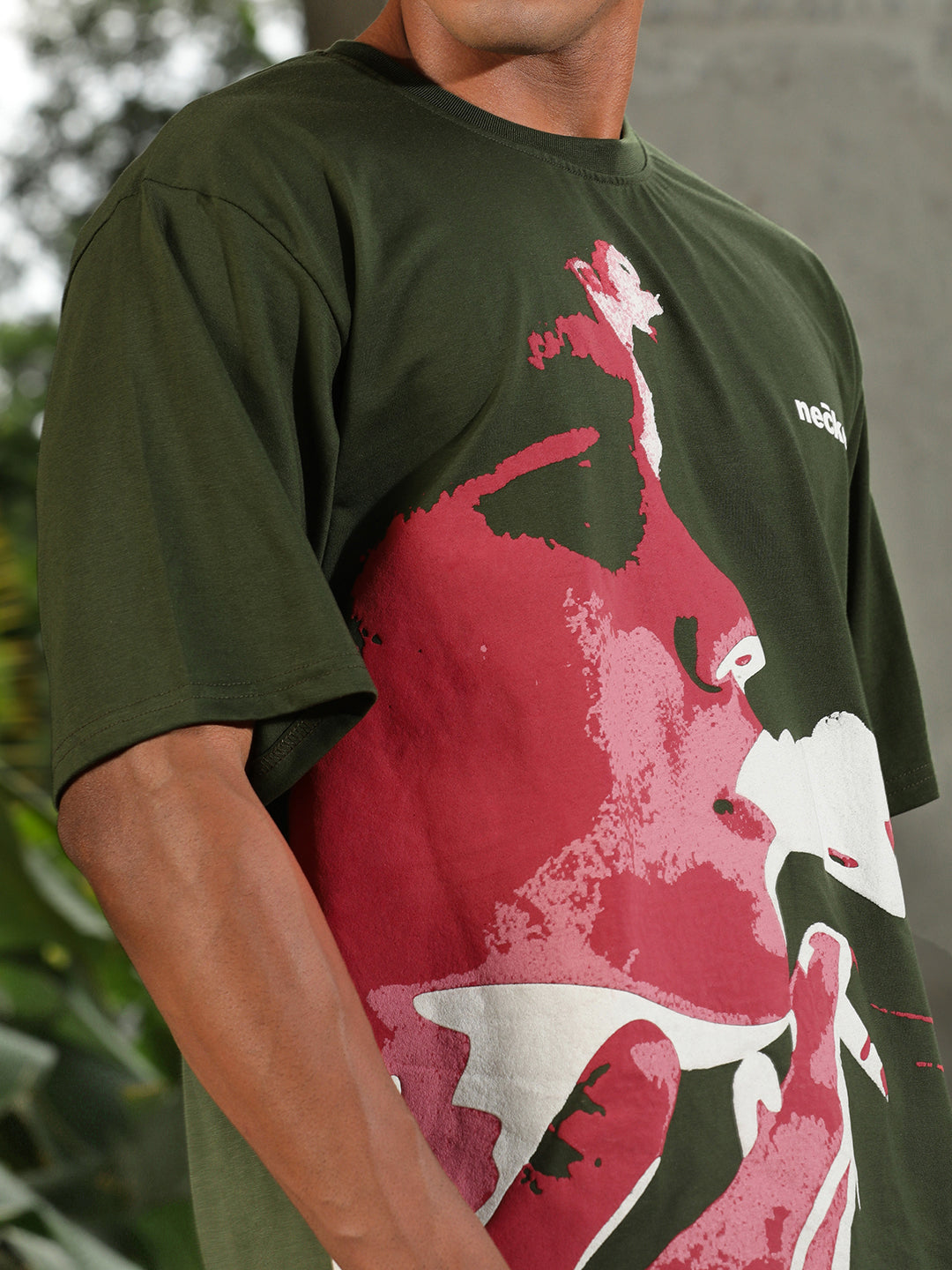 Printed Round Neck Oversize Half Sleeve T-Shirt