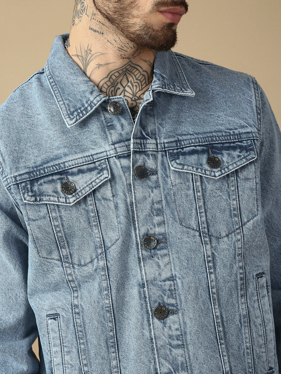 Light Blue Slim Fit Denim Jacket