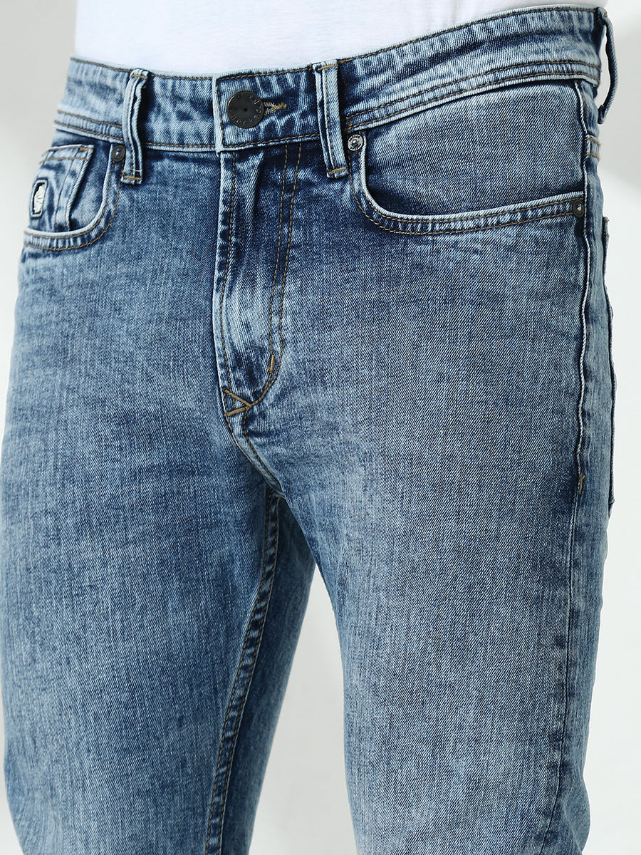 Light Blue  Poly Stretch Trapped Fit Jeans