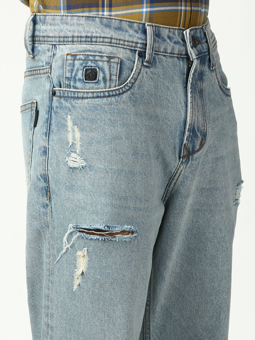 Vintage Light Blue Ripped Straight Jeans