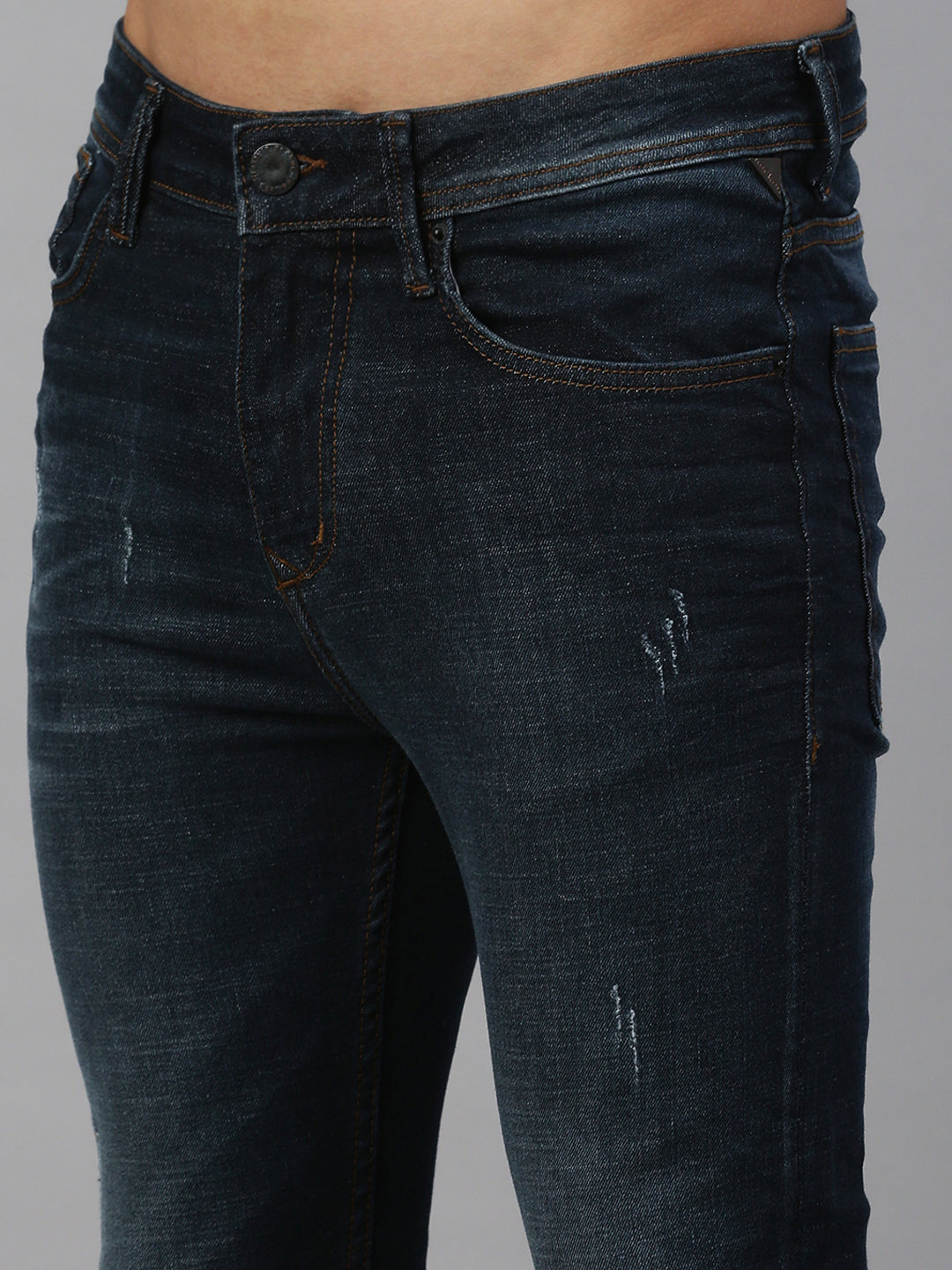 Vintage Dark Blue Straight Stretchable Jeans