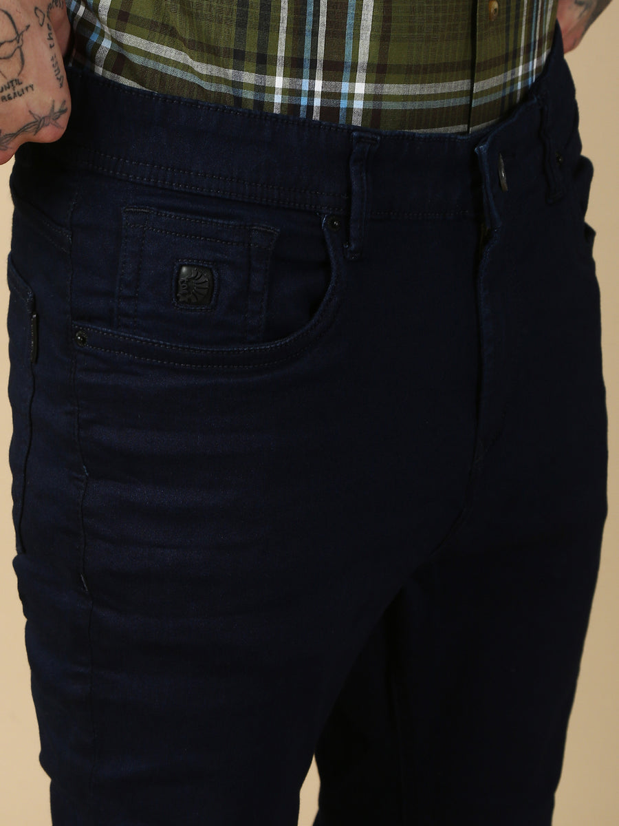 Navy Blue Raw Wash Skinny Fit Stretchable Jeans