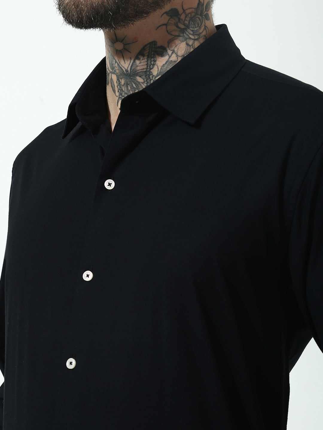 Black Full Sleeve Slim Fit Shirt Without Pocket