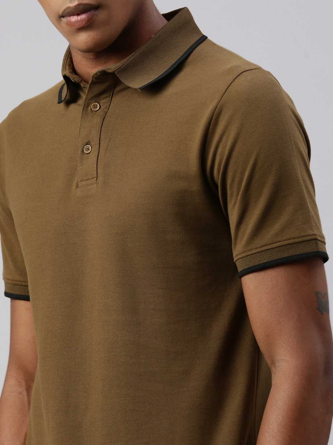 Khakhi  Polo Collar Half T-Shirt