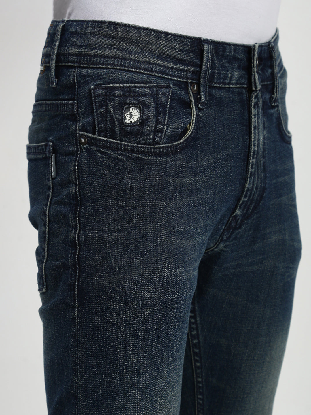 Vintage Blue Stretch Trapped Fit Jeans