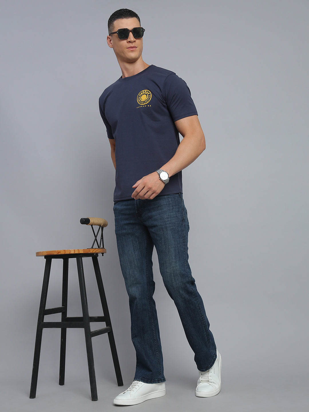Blue Vintage Boot Cut Fit Stretchable Jeans