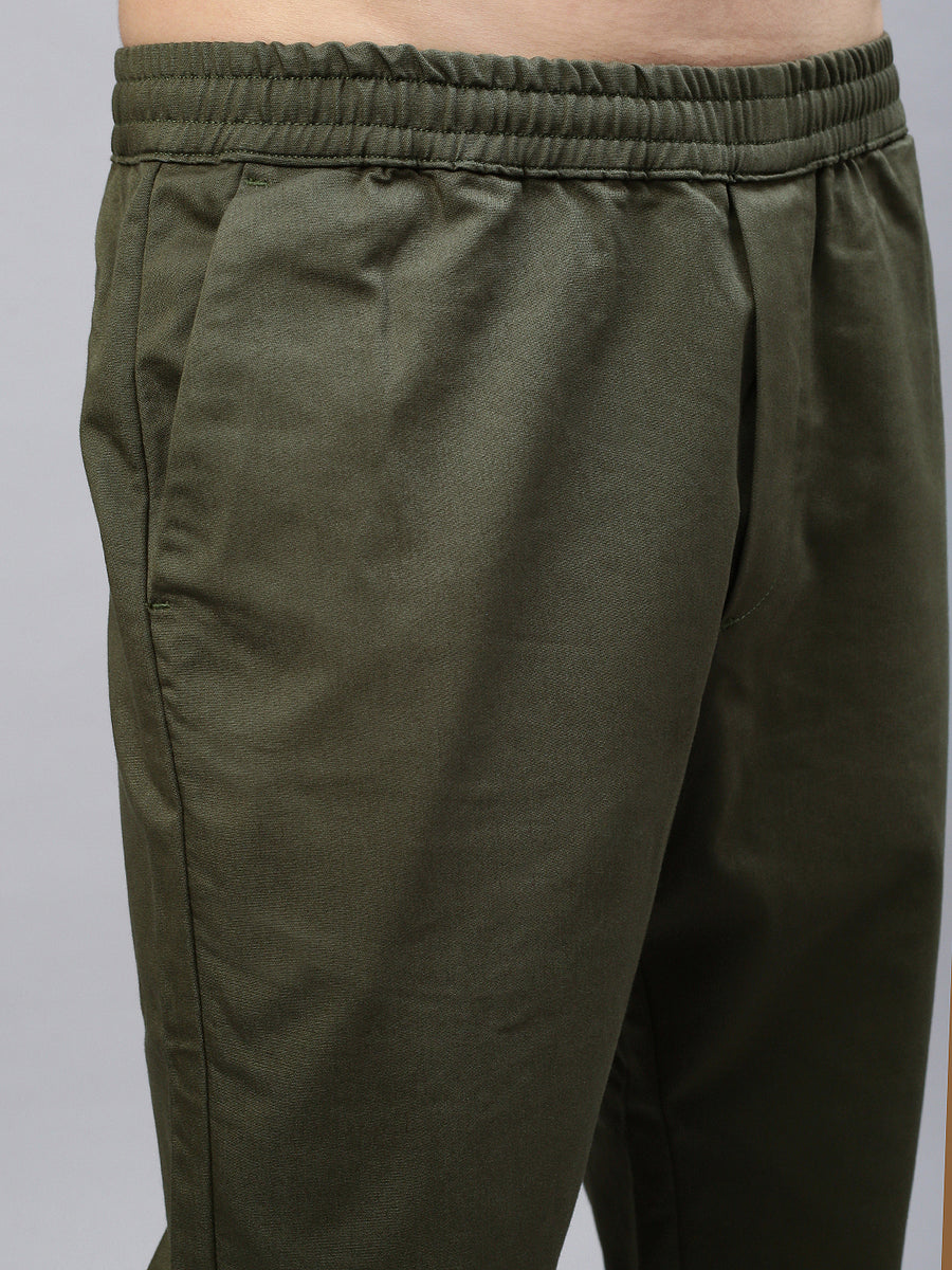 Oil Green Slim Fit Men’s Cotton Pants