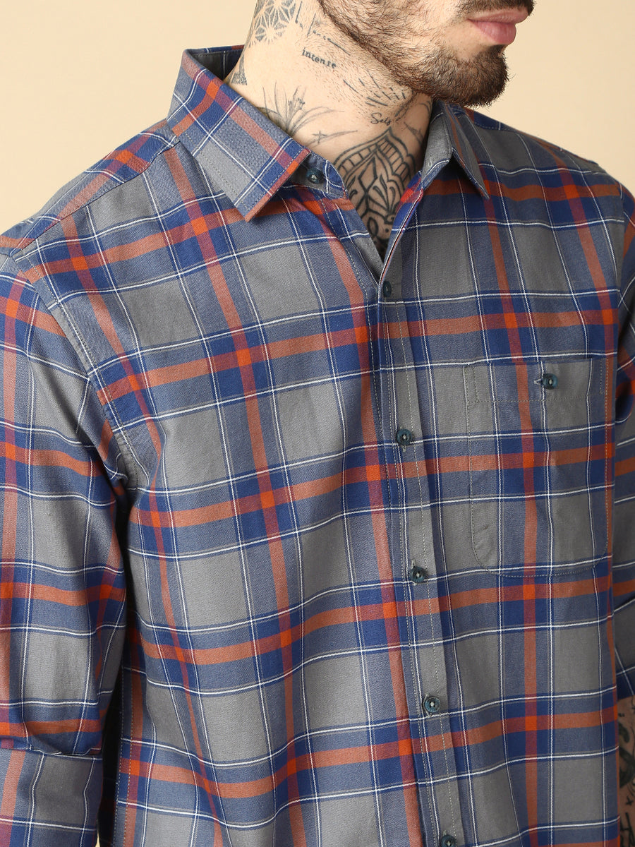 Checks Full Sleeve Relax Shirt With Pocket