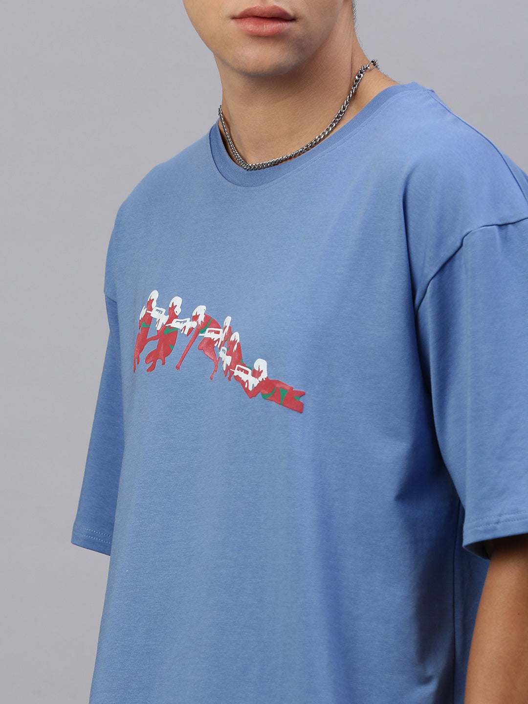 Printed Round Neck Oversize Half Sleeve T-Shirt
